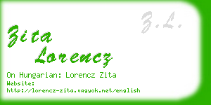 zita lorencz business card